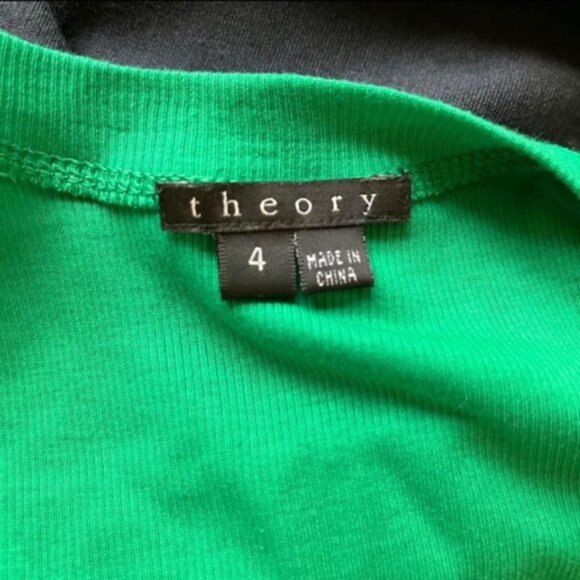 Theory Women's Black Green Sleeveless Scoop Neck Tailored Dress Size 4 - Picture 7 of 10